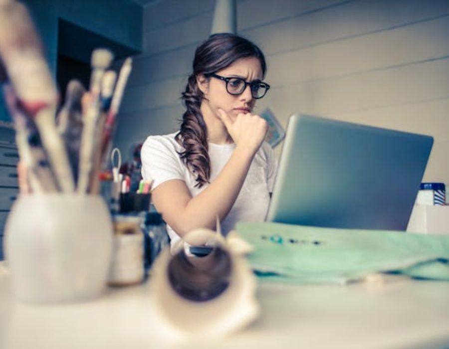 a woman doing research